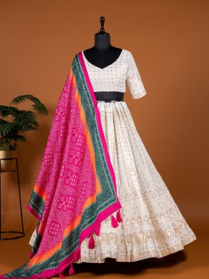 New Letest Georgette With Thread Embroidery Work For Lehenga Choli